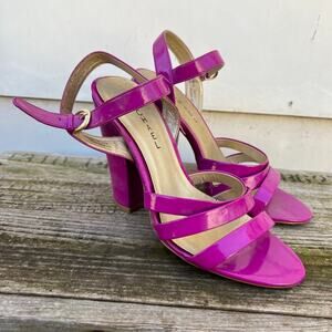 Michael Kors Phaedra fuchsia purple strappy blocky heeled sandals